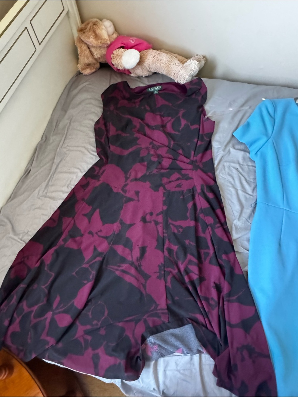 Lauren Ralph Lauren Floral Midi Dress in Burgundy and Black